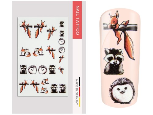 NailArt Tattoo Hedgehogs Autumn II
